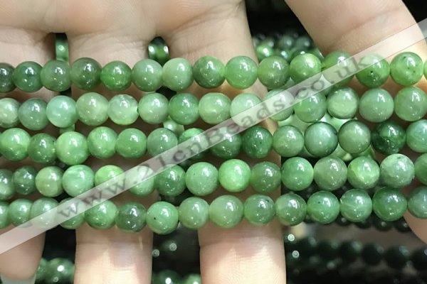 CBJ636 15.5 inches 6mm round Russian green jade beads wholesale