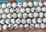 CBJ749 15.5 inches 12mm dalmatian round jade gemstone beads wholesale