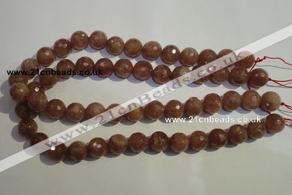 CBQ11 15.5 inches 12mm faceted round strawberry quartz beads