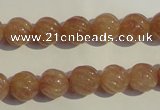 CBQ15 15.5 inches 10mm carved round strawberry quartz beads wholesale