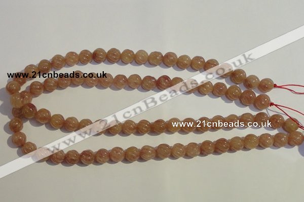 CBQ15 15.5 inches 10mm carved round strawberry quartz beads wholesale