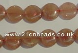 CBQ16 15.5 inches 12mm flat round strawberry quartz beads wholesale