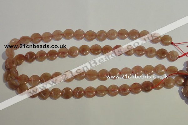 CBQ16 15.5 inches 12mm flat round strawberry quartz beads wholesale