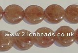 CBQ17 15.5 inches 14mm flat round strawberry quartz beads wholesale