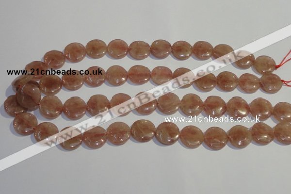 CBQ18 15.5 inches 16mm flat round strawberry quartz beads wholesale