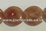 CBQ19 15.5 inches 25mm flat round strawberry quartz beads wholesale