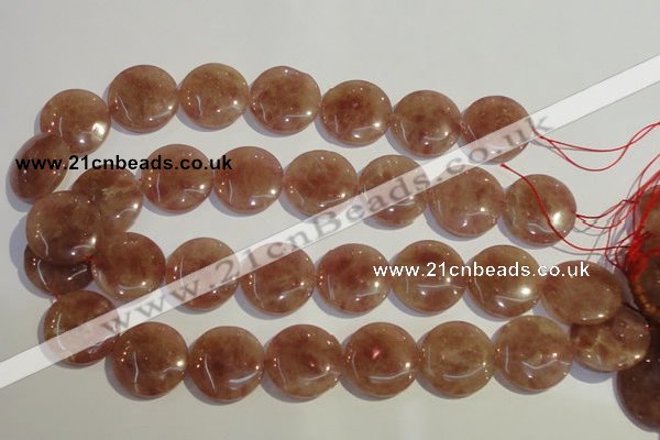 CBQ19 15.5 inches 25mm flat round strawberry quartz beads wholesale