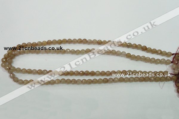 CBQ211 15.5 inches 6mm faceted round strawberry quartz beads