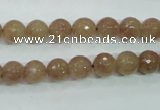 CBQ212 15.5 inches 8mm faceted round strawberry quartz beads