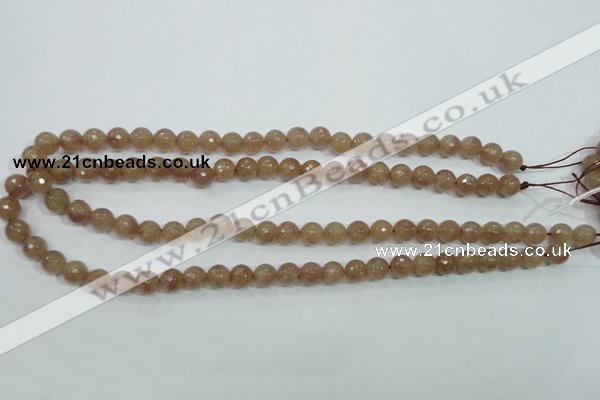 CBQ212 15.5 inches 8mm faceted round strawberry quartz beads