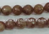 CBQ214 15.5 inches 12mm faceted round strawberry quartz beads