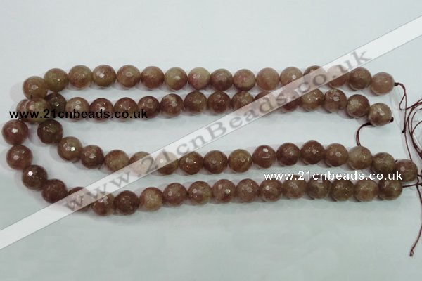 CBQ214 15.5 inches 12mm faceted round strawberry quartz beads