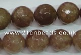 CBQ216 15.5 inches 16mm faceted round strawberry quartz beads