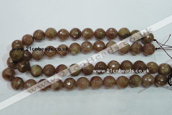 CBQ216 15.5 inches 16mm faceted round strawberry quartz beads