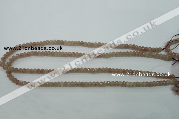 CBQ222 15.5 inches 4*6mm faceted rondelle strawberry quartz beads