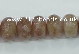 CBQ224 15.5 inches 10*16mm faceted rondelle strawberry quartz beads