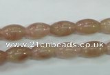 CBQ225 15.5 inches 8*12mm rice strawberry quartz beads