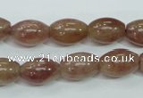 CBQ226 15.5 inches 10*14mm rice strawberry quartz beads