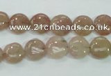 CBQ235 15.5 inches 10mm flat round strawberry quartz beads