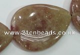 CBQ239 15.5 inches 30*40mm flat teardrop strawberry quartz beads