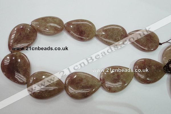 CBQ239 15.5 inches 30*40mm flat teardrop strawberry quartz beads