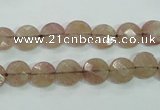 CBQ240 15.5 inches 8mm faceted coin strawberry quartz beads