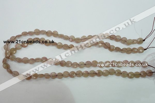 CBQ240 15.5 inches 8mm faceted coin strawberry quartz beads