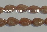 CBQ25 15.5 inches 10*14mm flat teardrop strawberry quartz beads