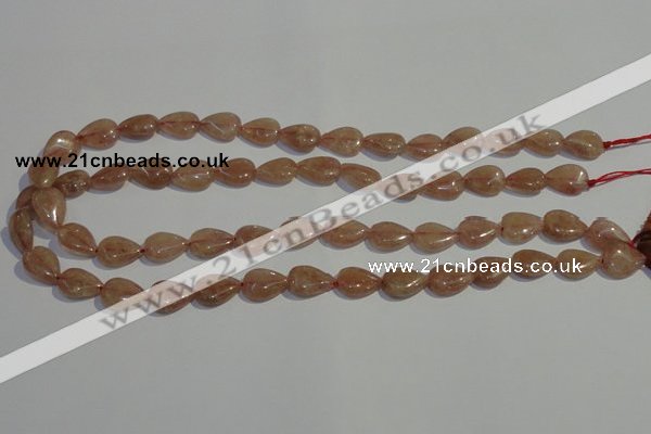 CBQ25 15.5 inches 10*14mm flat teardrop strawberry quartz beads