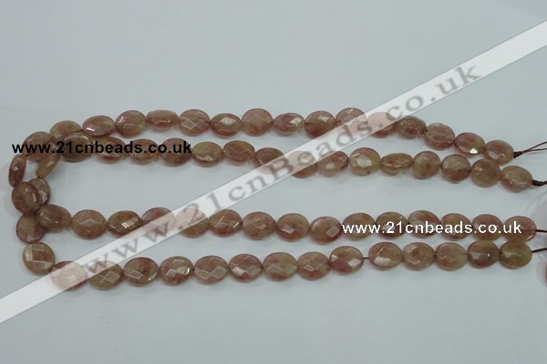 CBQ251 15.5 inches 10*12mm faceted oval strawberry quartz beads