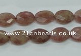 CBQ252 15.5 inches 10*14mm faceted oval strawberry quartz beads