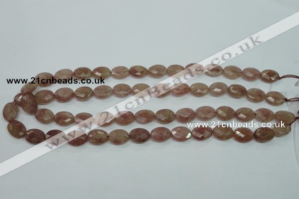 CBQ253 15.5 inches 12*16mm faceted oval strawberry quartz beads