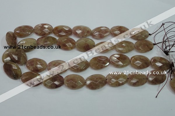 CBQ254 15.5 inches 18*25mm faceted oval strawberry quartz beads