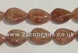 CBQ26 15.5 inches 12*16mm flat teardrop strawberry quartz beads