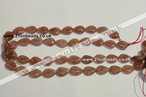 CBQ26 15.5 inches 12*16mm flat teardrop strawberry quartz beads