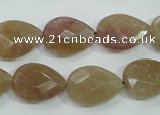 CBQ260 15.5 inches 13*18mm faceted flat teardrop strawberry quartz beads