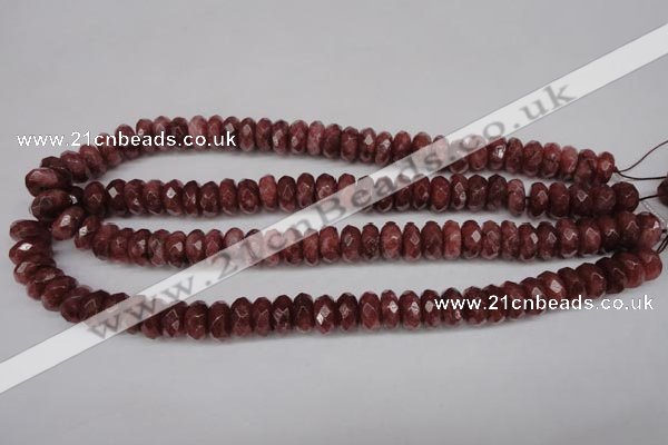 CBQ266 15.5 inches 6*10mm faceted rondelle strawberry quartz beads