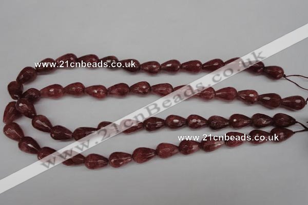 CBQ268 15.5 inches 10*15mm faceted teardrop strawberry quartz beads