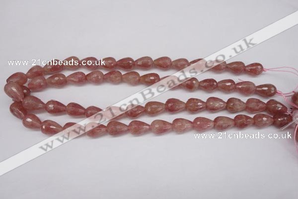 CBQ269 15.5 inches 10*15mm faceted teardrop strawberry quartz beads