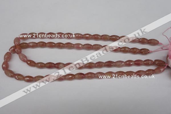 CBQ270 15.5 inches 8*12mm faceted rice strawberry quartz beads