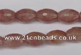 CBQ271 15.5 inches 10*14mm faceted rice strawberry quartz beads