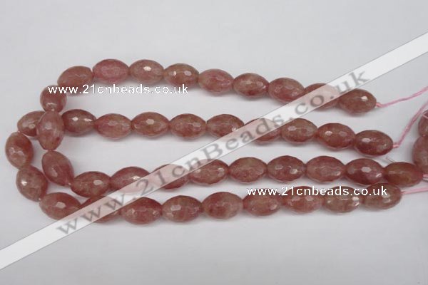 CBQ272 15.5 inches 12*18mm faceted rice strawberry quartz beads