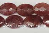 CBQ279 15.5 inches 15*20mm faceted oval strawberry quartz beads