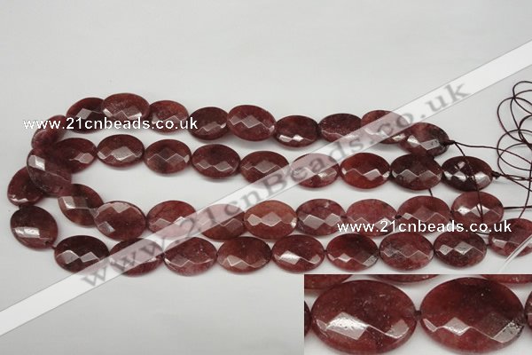 CBQ279 15.5 inches 15*20mm faceted oval strawberry quartz beads