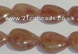 CBQ28 15.5 inches 15*20mm flat teardrop strawberry quartz beads