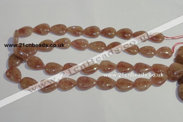 CBQ28 15.5 inches 15*20mm flat teardrop strawberry quartz beads