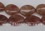 CBQ283 15.5 inches 13*18mm flat teardrop strawberry quartz beads