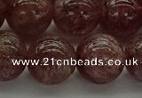 CBQ315 15.5 inches 14mm round natural strawberry quartz beads