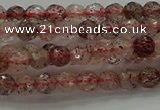 CBQ320 15.5 inches 4mm faceted round strawberry quartz beads