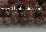 CBQ321 15.5 inches 6mm faceted round strawberry quartz beads